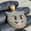 14K Gold Plated 316L Stainless Steel Devil Emoji Pendant Iced Smiling Face