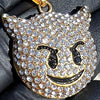 14K Gold Plated 316L Stainless Steel Devil Emoji Pendant Iced Smiling Face