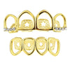 14K Gold Plated 4 Full Open Face Hollow Grillz Set