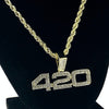 14K Gold Plated 420 Pendant Rope Chain Weed Marijuana Necklace 24"