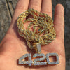 14K Gold Plated 420 Pendant Rope Chain Weed Marijuana Necklace 24"