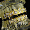 14K Gold Plated 8 on 8 Teeth Iced Fangs Vampire Grillz Set