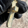 14k Gold Plated 925  Silver 0.82CT VVS1 Moissanite Cross Pendant  1"