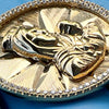 14k Gold Plated 925 Silver CZ Pendant Mary Baby Jesus Madre La Virgen Niño Dios