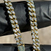 14K Gold Plated 925 Silver Diamond Cut Bracelet Two-Tone Chunky Miami Cuban 5mm Thick