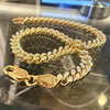 14K Gold Plated 925 Silver Diamond Cut Bracelet Two-Tone Chunky Miami Cuban 5mm Thick