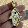 14K Gold Plated 925 Silver Hamsa Hand of Fatima Blue Evil Eye CZ Pendant