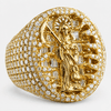 14K Gold Plated 925 Silver La Santa Muerte Ring CZ Anillo Oro Chapado