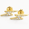 14K Gold Plated 925 Silver Lightning Bolt Moissanite VVS Stud Screwback Earrings