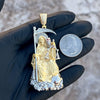 14K Gold Plated 925 Silver Santa Muerte Moissanite VVS1 Pendant Dije de Plata 3"