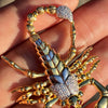 14K Gold Plated 925 Silver Scorpion Two-Tone Iced CZ Scorpio Pendant