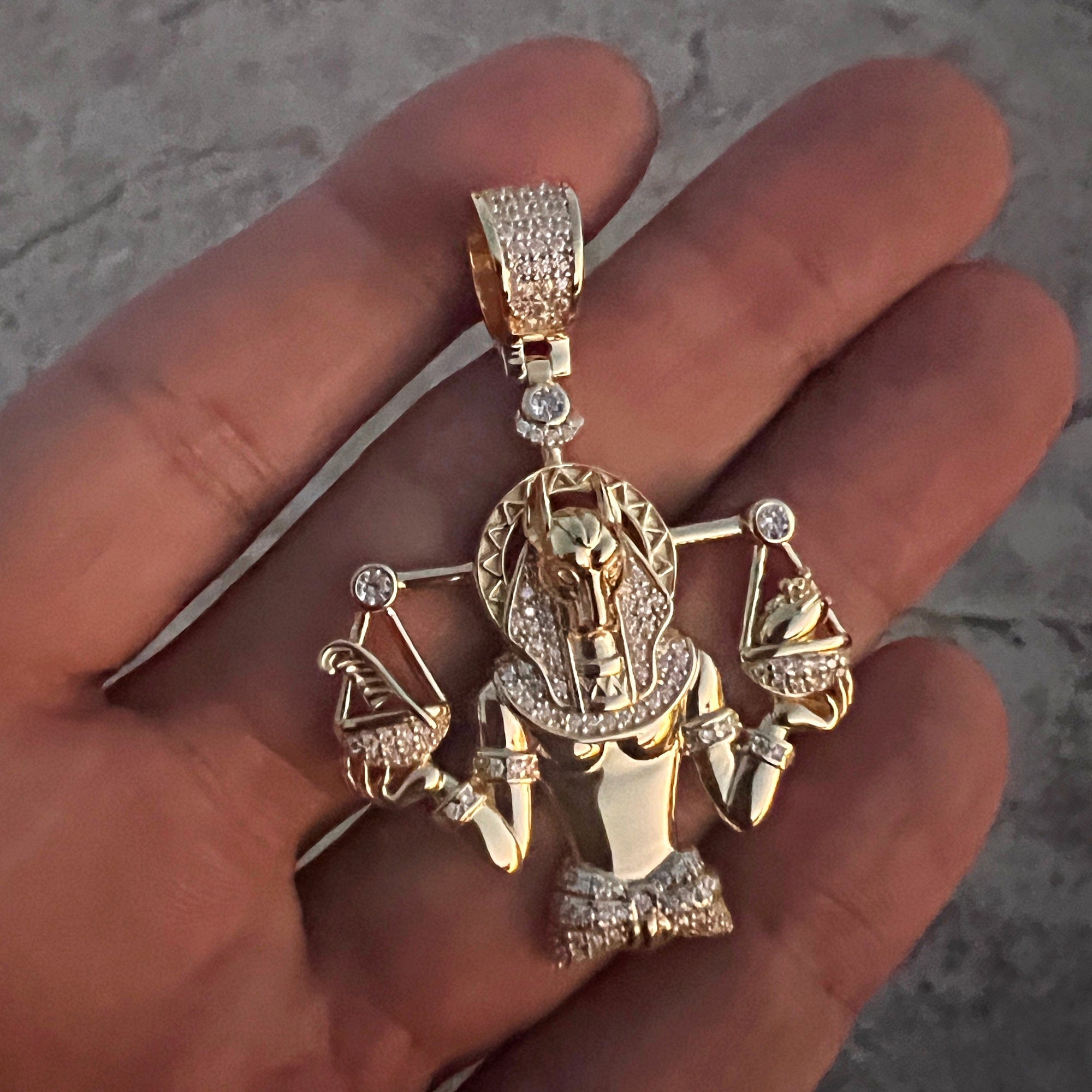 925 Silver Or 14K Gold Plated 925 2.25ct Moissanite Egyptian Anubis Pe