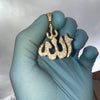 14K Gold Plated 925 Sterling Silver Allah Muslim Pendant Iced Flooded Out Micro Pave CZ