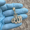 14K Gold Plated 925 Sterling Silver Allah Muslim Pendant Iced Flooded Out Micro Pave CZ