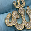 14K Gold Plated 925 Sterling Silver Allah Muslim Pendant Iced Flooded Out Micro Pave CZ