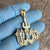 14K Gold Plated 925 Sterling Silver Allah Muslim Pendant Iced Flooded Out Micro Pave CZ