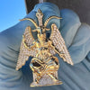 14K Gold Plated 925 Sterling Silver Baphomet Moissanite VVS1 Satan Devil Pendant