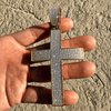 14K Gold Plated 925 Sterling Silver Big Cross Pendant Iced Micro Pave CZ 3.25"