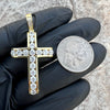 14k Gold Plated 925 Sterling Silver Channel-Set CZ Tennis Cross Pendant