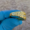 14K Gold Plated 925 Sterling Silver Claw Mark Nugget Ring CZ Iced Flooded Out