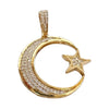 14k Gold Plated Sterling Silver Crescent Moon and Star Muslim Islam Arabic CZ Pendant