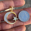 14k Gold Plated 925 Sterling Silver Crescent Moon and Star CZ Pendant