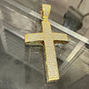 14k Gold Plated 925 Sterling Silver Cross Iced Flooded Out Micro Pave CZ Pendant 2"