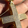 14k Gold Plated 925 Sterling Silver Cross Iced Flooded Out Micro Pave CZ Pendant 2"
