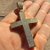 14k Gold Plated 925 Sterling Silver Cross Iced Flooded Out Micro Pave CZ Pendant 2"
