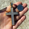 14k Gold Plated 925 Sterling Silver Cross Iced Flooded Out Micro Pave CZ Pendant 2"