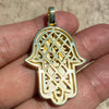 14k Gold Plated 925 Sterling Silver Hamsa Hand Pendant Iced Baguette CZ 3D Charm
