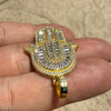 14k Gold Plated 925 Sterling Silver Hamsa Hand Pendant Iced Baguette CZ 3D Charm