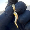 14k Gold Plated 925 Sterling Silver Italian Horn Cornicello Plain Pendant