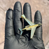 14k Gold Plated 925 Sterling Silver Jet Airplane Pendant CZ Iced Plane