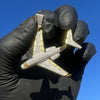 14k Gold Plated 925 Sterling Silver Jet Airplane Pendant CZ Iced Plane
