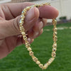 14K Gold Plated 925 Sterling Silver Nugget Cut Round Bracelet 5.5MM 7" or 8.5"
