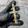 14K Gold Plated 925 Sterling Silver Nugget Jesus Crucifix Cross CZ Iced Pendant