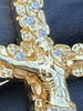 14K Gold Plated 925 Sterling Silver Nugget Jesus Crucifix Cross CZ Iced Pendant