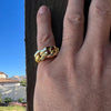 14K Gold Plated 925 Sterling Silver Ring Miami Cuban Link 11 MM