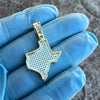 14k Gold Plated 925 Sterling Silver Texas State Iced Flooded Out CZ Pendant