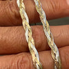 14K Gold Plated 925 Sterling Silver Tri-Tone Herringbone Chain Necklace