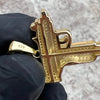 14k Gold Plated 925 Sterling Silver Uzi Gun Pendant Iced Bling Out CZ