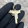 14k Gold Plated 925 Sterling Silver Uzi Gun Pendant Iced Bling Out CZ