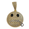 14K Gold Plated 925 Sterling Silver Zipper Mouth Face Emoji Stop Snitching Iced CZ Pendant