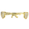 14K Gold Plated AK-47 Gun Bottom Teeth Iced Grillz