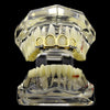 14K Gold Plated All Four Open Face Iced Top Teeth Grillz