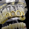 14K Gold Plated All Four Open Face Iced Top Teeth Grillz