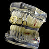 14K Gold Plated All Four Open Face Iced Top Teeth Grillz