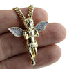 14k Gold Plated Angel Cuban Chain Silver Stardust Wings 30" Necklace