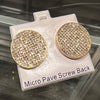 14K Gold Plated Big 22MM Round Earrings Iced Micro Pave Flooded Out